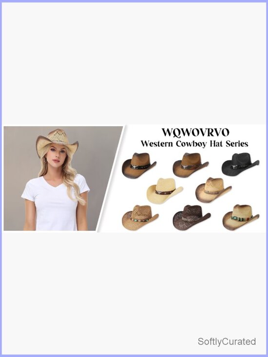 Cowboy Hat Wide Brim Straw Western Hat Shapeable for Women Men main image 6